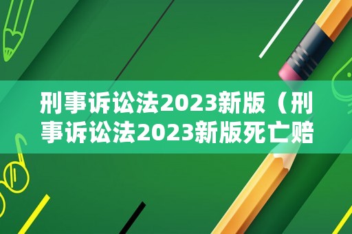 刑事訴訟法2023新版（刑事訴訟法2023新版死亡賠償金）
