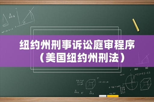 紐約州刑事訴訟庭審程序（美國紐約州刑法）