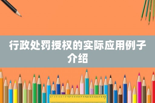 行政處罰授權的實際應用例子介紹