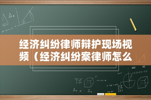 經濟糾紛律師辯護現場視頻（經濟糾紛案律師怎么收費）