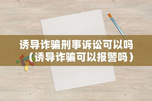 誘導詐騙刑事訴訟可以嗎（誘導詐騙可以報警嗎）