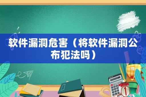 軟件漏洞危害（將軟件漏洞公布犯法嗎）