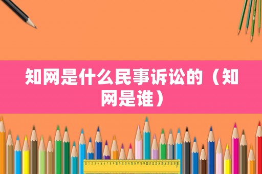 知網是什么民事訴訟的（知網是誰）