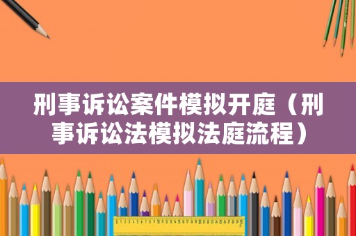 刑事訴訟案件模擬開庭（刑事訴訟法模擬法庭流程）