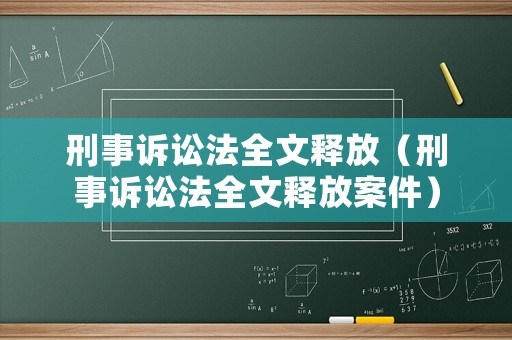 刑事訴訟法全文釋放（刑事訴訟法全文釋放案件）
