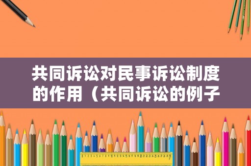 共同訴訟對(duì)民事訴訟制度的作用（共同訴訟的例子）