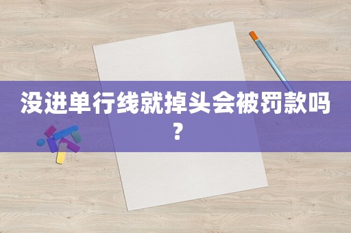 沒進單行線就掉頭會被罰款嗎？