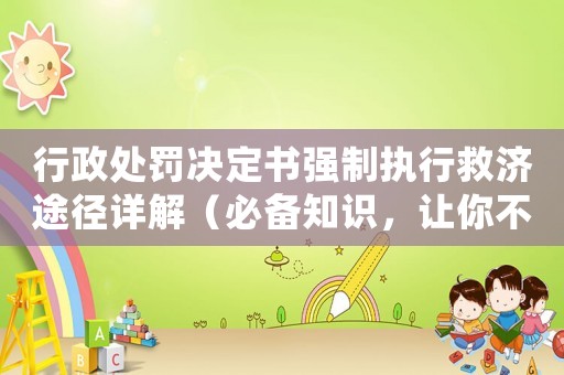 行政處罰決定書強制執行救濟途徑詳解（必備知識，讓你不再為此困擾）