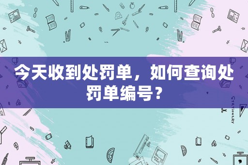 今天收到處罰單，如何查詢處罰單編號？