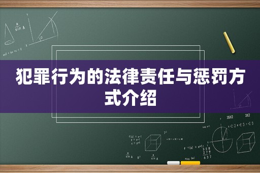 犯罪行為的法律責任與懲罰方式介紹