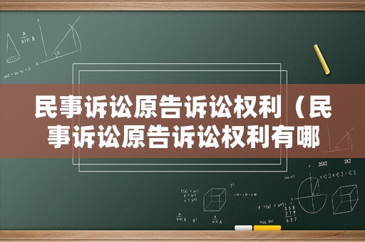 民事訴訟原告訴訟權利（民事訴訟原告訴訟權利有哪些）