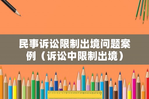民事訴訟限制出境問題案例（訴訟中限制出境）