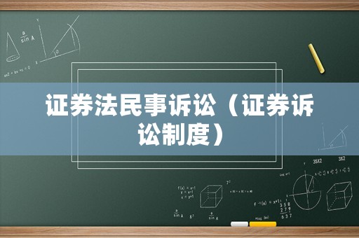 證券法民事訴訟（證券訴訟制度）