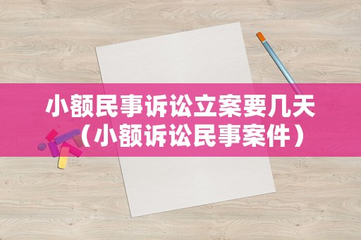 小額民事訴訟立案要幾天（小額訴訟民事案件）