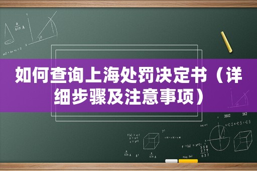 如何查詢上海處罰決定書（詳細步驟及注意事項）