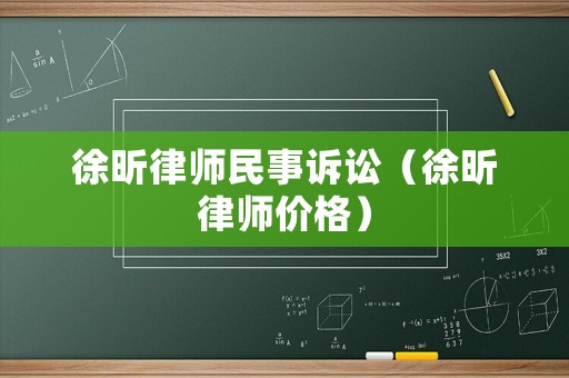 徐昕律師民事訴訟（徐昕律師價格）