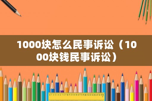 1000塊怎么民事訴訟（1000塊錢民事訴訟）