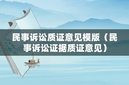 民事訴訟質證意見模版（民事訴訟證據質證意見）