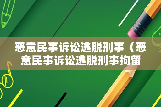 惡意民事訴訟逃脫刑事（惡意民事訴訟逃脫刑事拘留）
