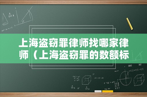 上海盜竊罪律師找哪家律師（上海盜竊罪的數額標準）