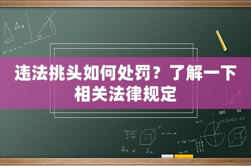 違法挑頭如何處罰？了解一下相關法律規定