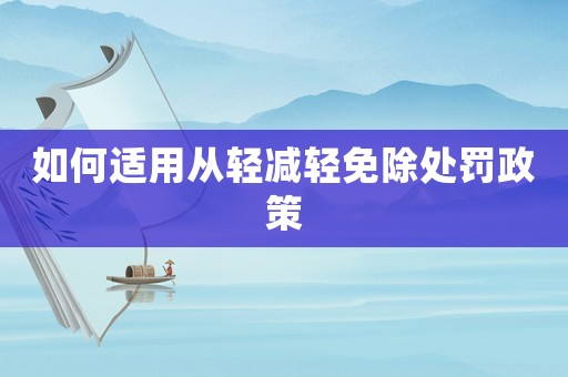 如何適用從輕減輕免除處罰政策