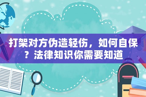 打架對方偽造輕傷，如何自保？法律知識你需要知道