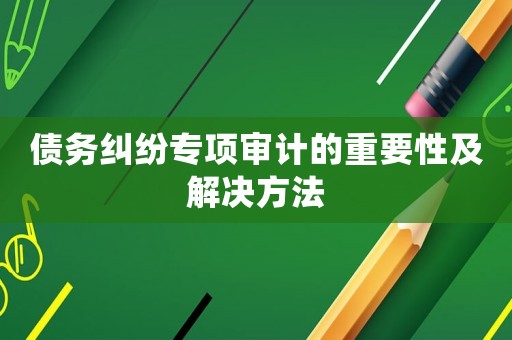債務糾紛專項審計的重要性及解決方法