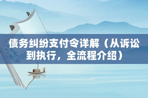 債務(wù)糾紛支付令詳解（從訴訟到執(zhí)行，全流程介紹）